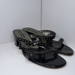 Heels Black Strappy & Circular Cutouts by Claudia Ciutia Made in Italy Size 8M